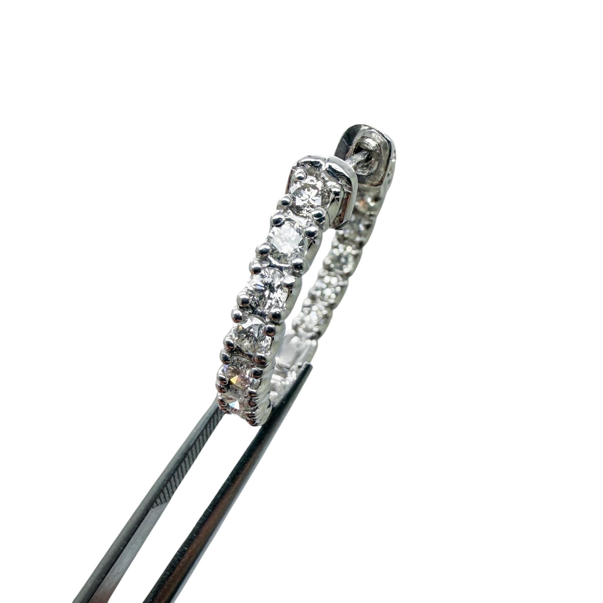 2.00 cttw. White Diamond Hoop Earrings in 14k White Gold 8.3g