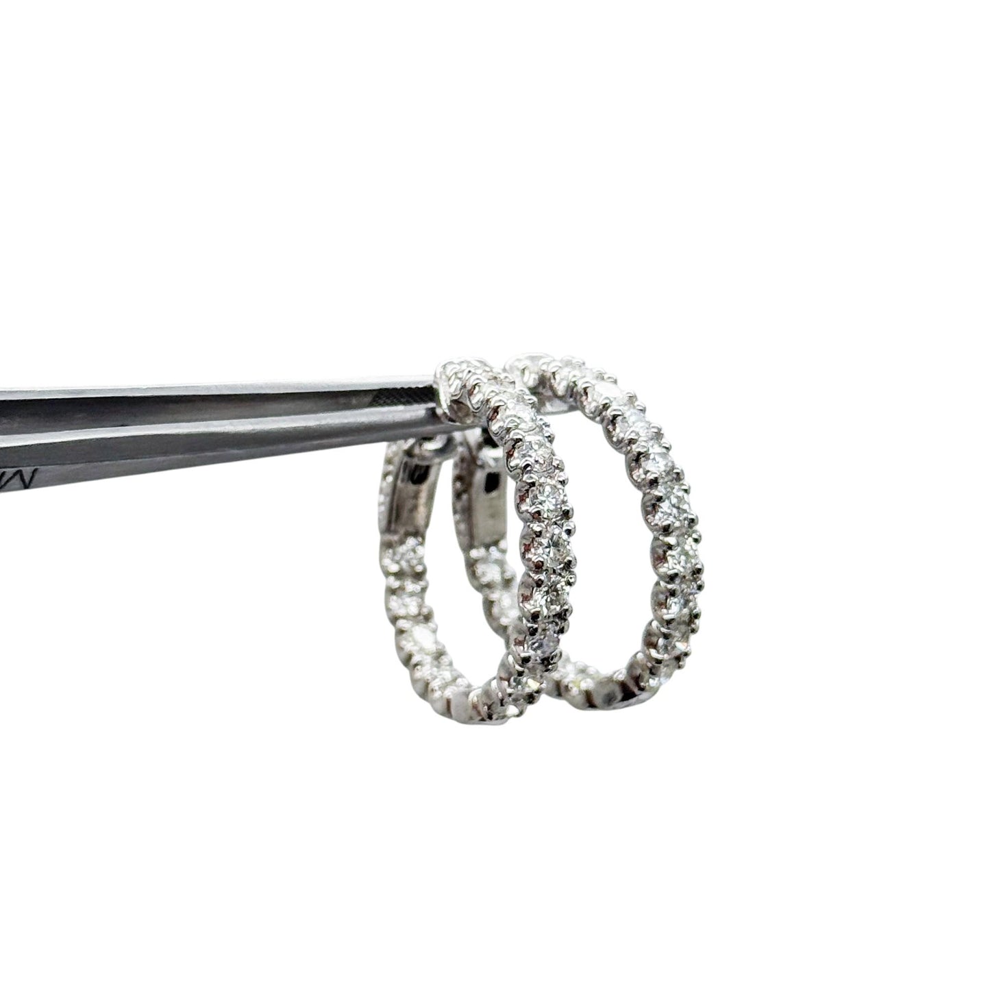2.00 cttw. White Diamond Hoop Earrings in 14k White Gold 8.3g