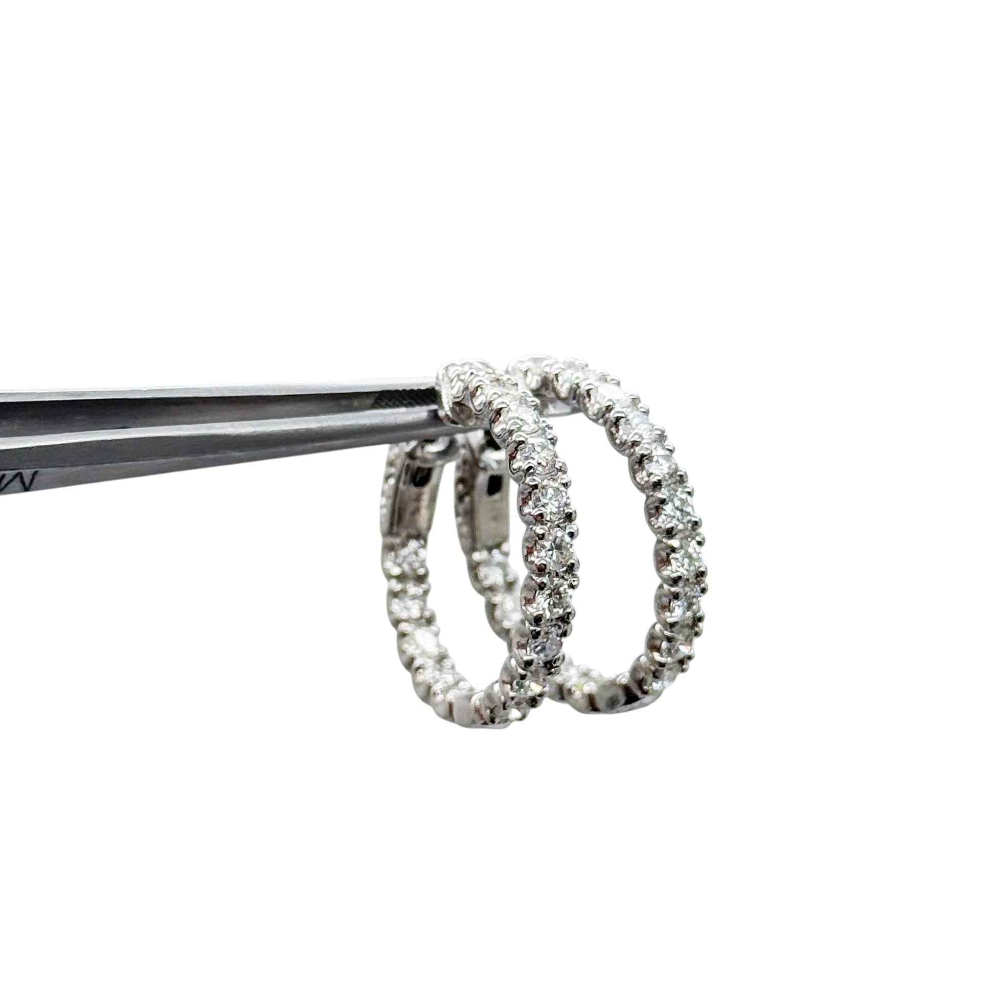 2.00 cttw. White Diamond Hoop Earrings in 14k White Gold 8.3g