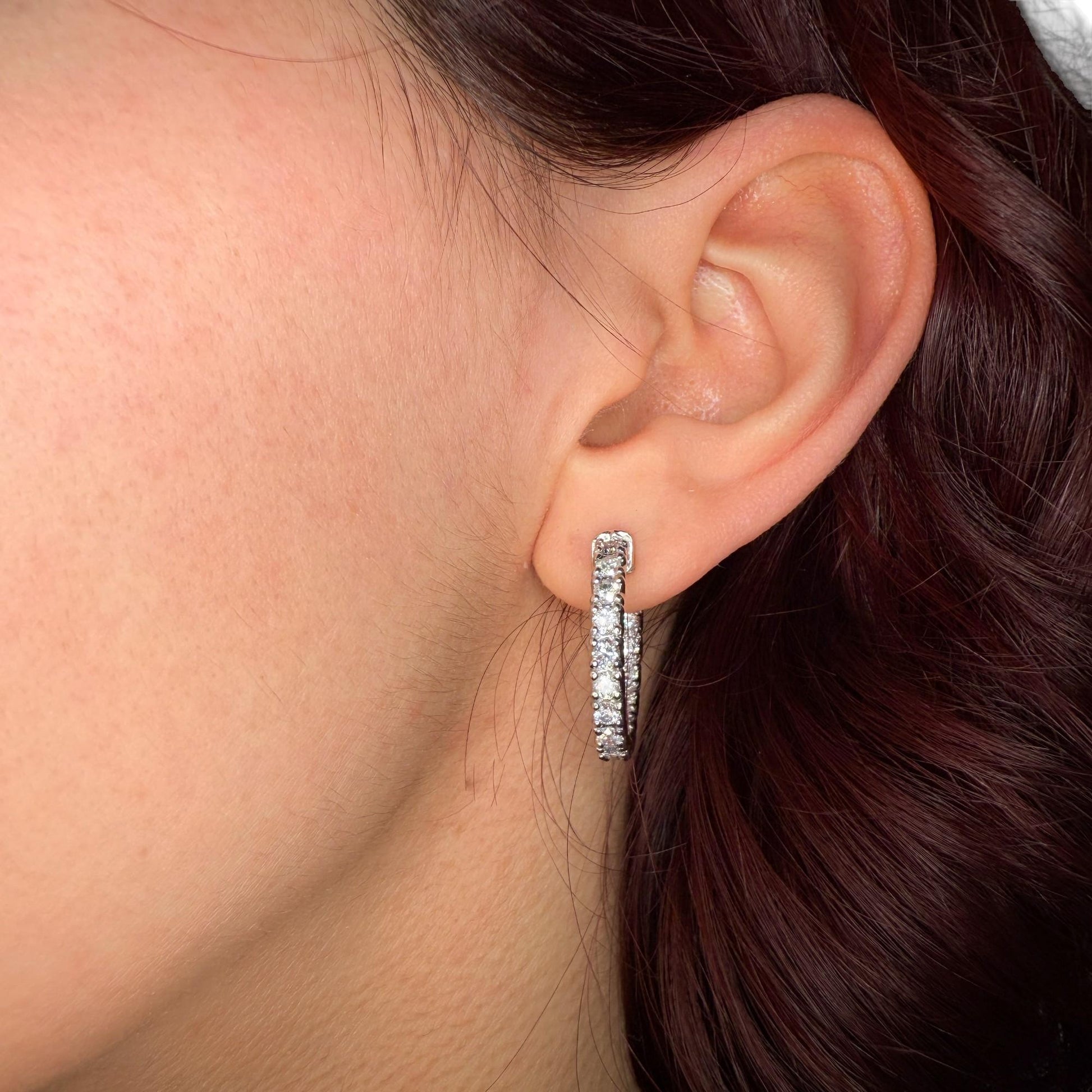 2.00 cttw. White Diamond Hoop Earrings in 14k White Gold 8.3g