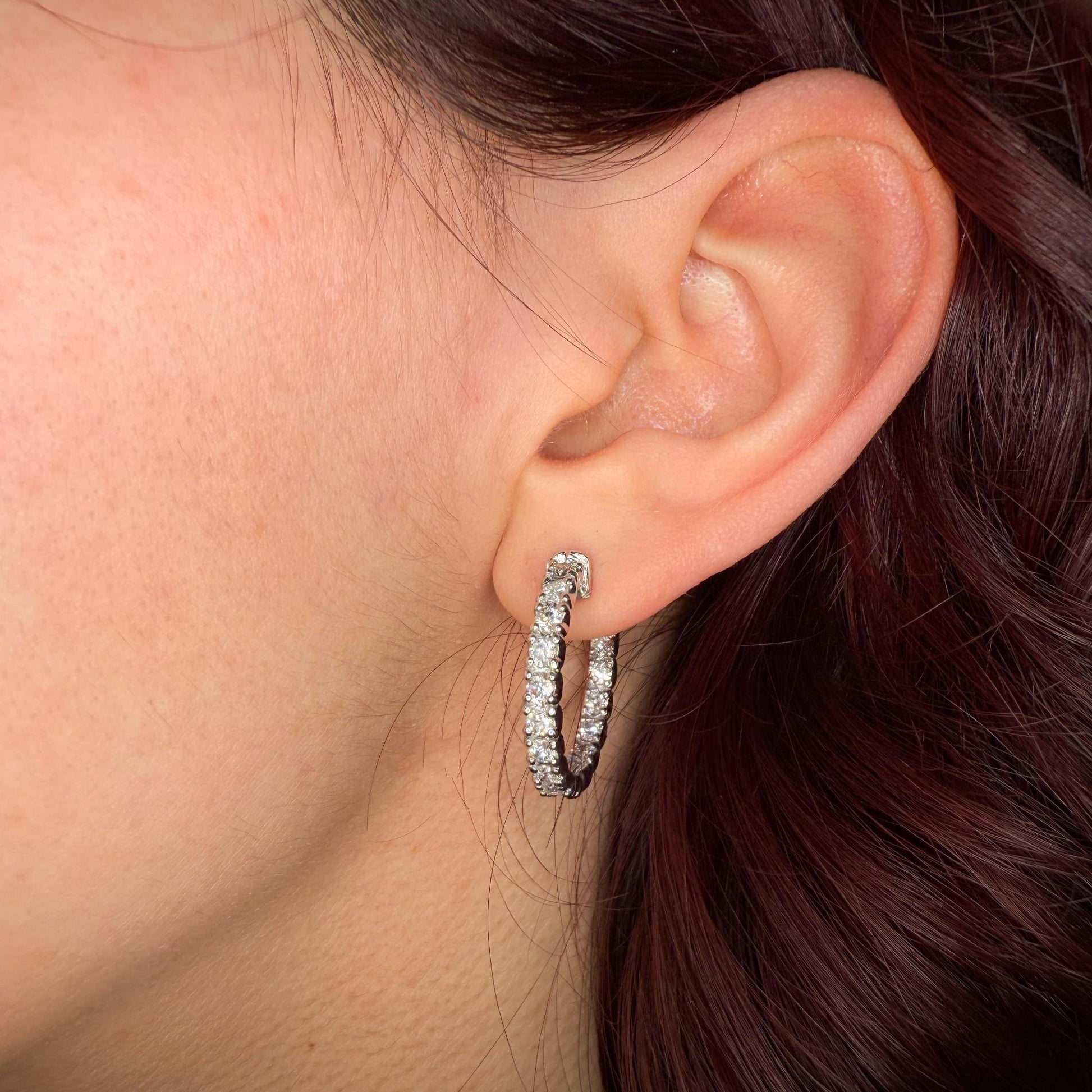 2.00 cttw. White Diamond Hoop Earrings in 14k White Gold 8.3g