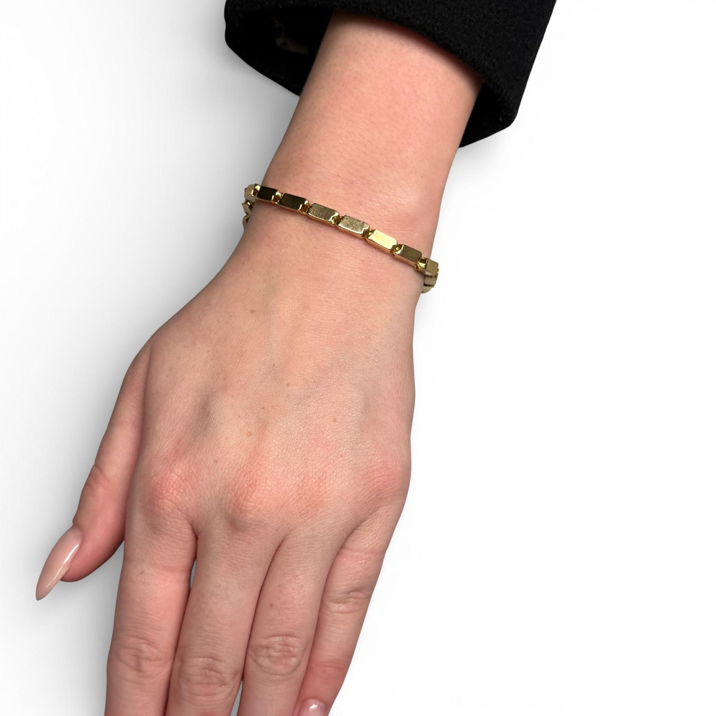 18K Yellow Gold Bar Link Bracelet 8inch 17.27g.