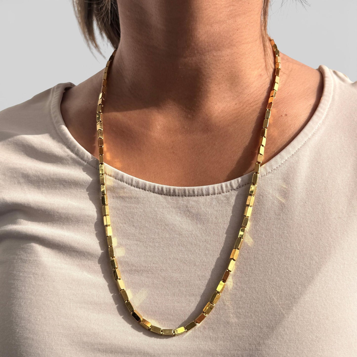 18k Yellow Gold Bar Link Chain Necklace 35.97g. 24"