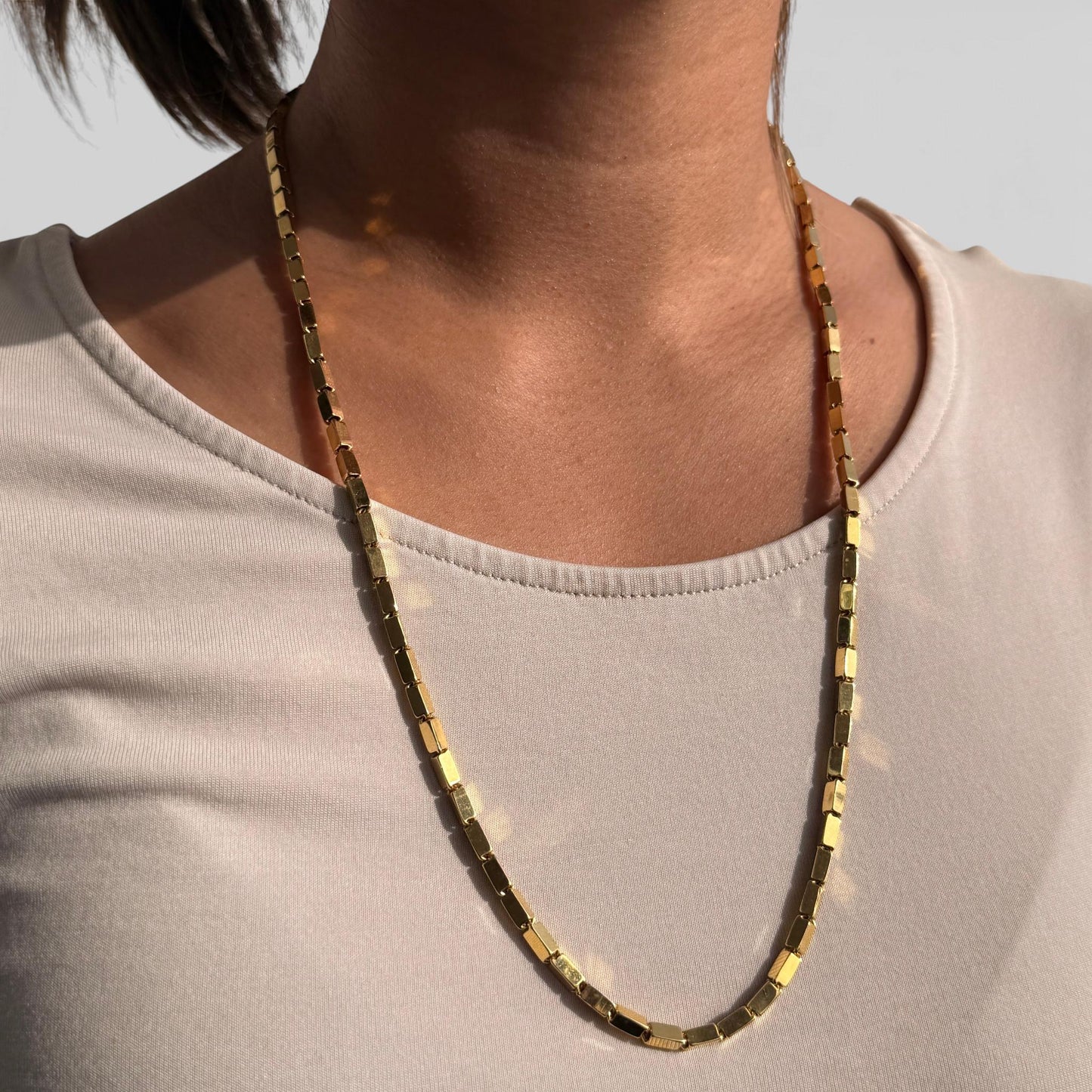 18k Yellow Gold Bar Link Chain Necklace 35.97g. 24"