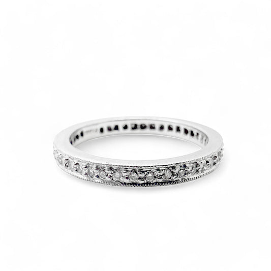 0.48 cttw. White Diamond Platinum Wedding Ethernity Band 5.5US