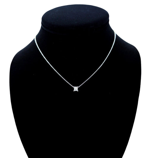 0.40 ct. Princess Cut White Diamond Necklace in 14k White Gold 16"