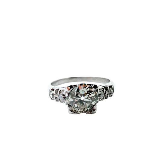 1.20 cttw. White Diamond Vintage Platinum Ring 5.5US GIA Certified