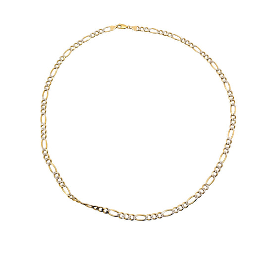 14K Two Toned Figaro Chain Necklace 22" 19.60g