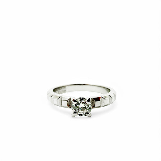 GIA 0.32ct. White Diamond Boucheron Clou De Paris Platinum Ring 5.25US