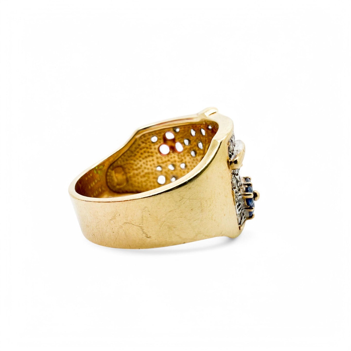 14k Yellow Gold Le Vian Flower Ring with 1.30cttw White Diamond & Gemstones 9US