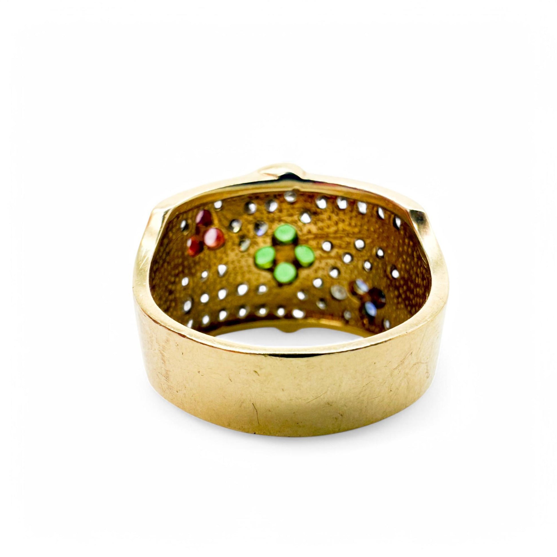 14k Yellow Gold Le Vian Flower Ring with 1.30cttw White Diamond & Gemstones 9US