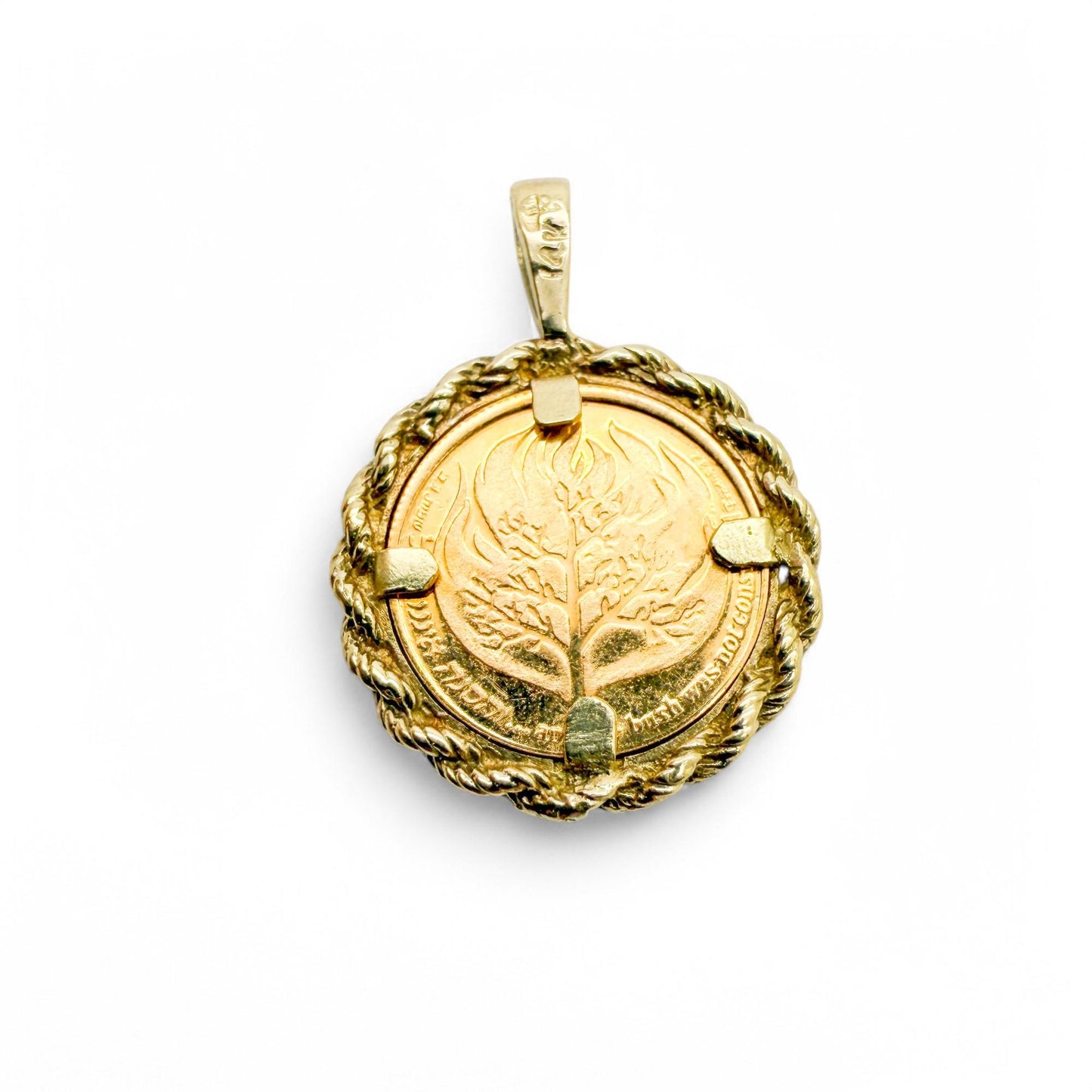 14k Yellow Gold Israel Coin Pendant 3.16g