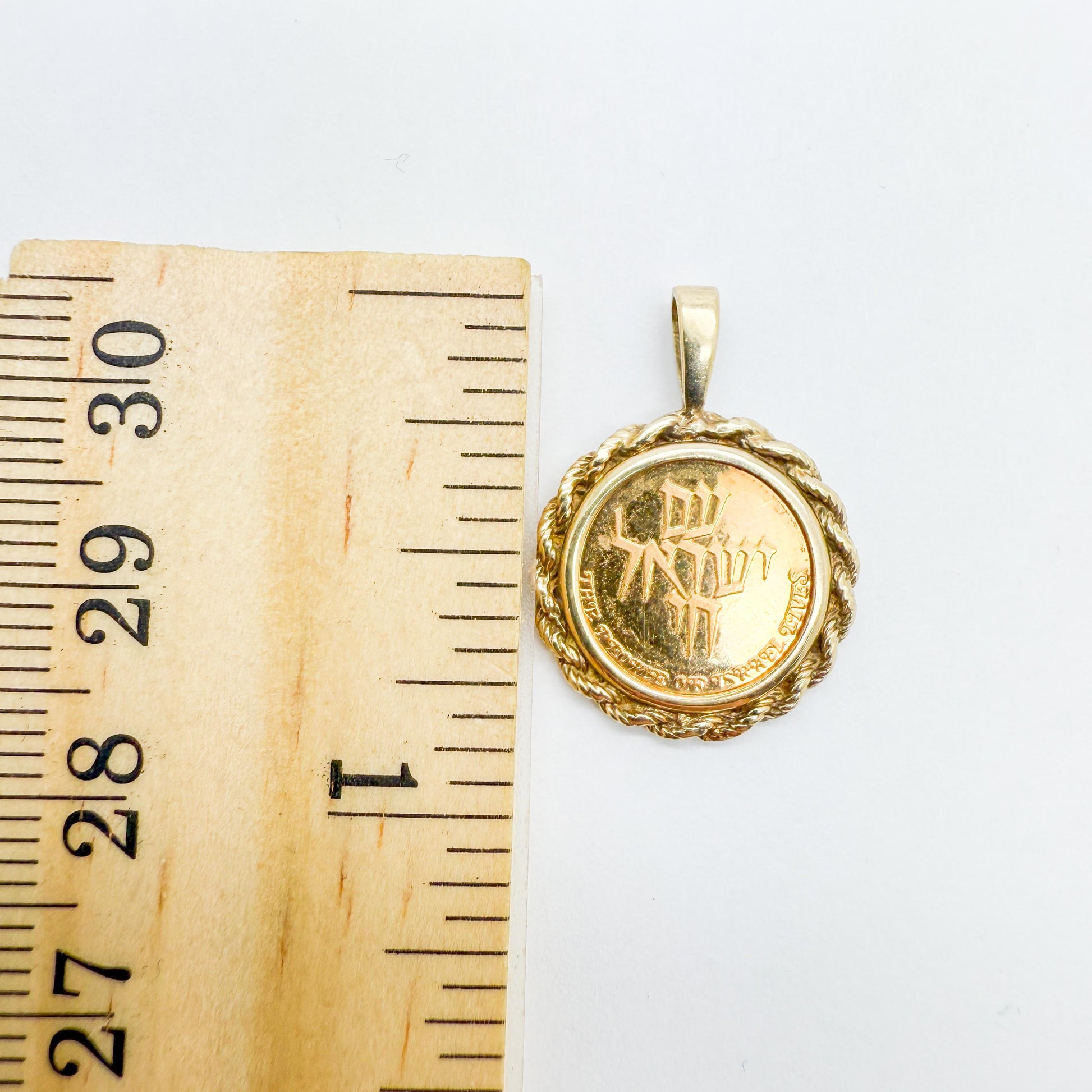 14k Yellow Gold Israel Coin Pendant 3.16g