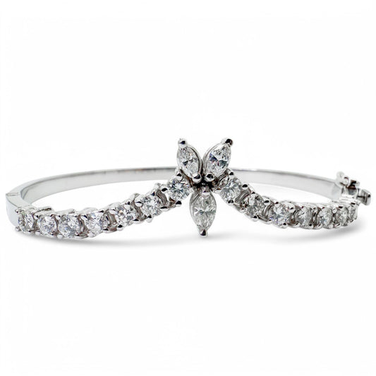 2.00 cttw. White Diamond Bangle Bracelet in 18k White Gold 18.15g