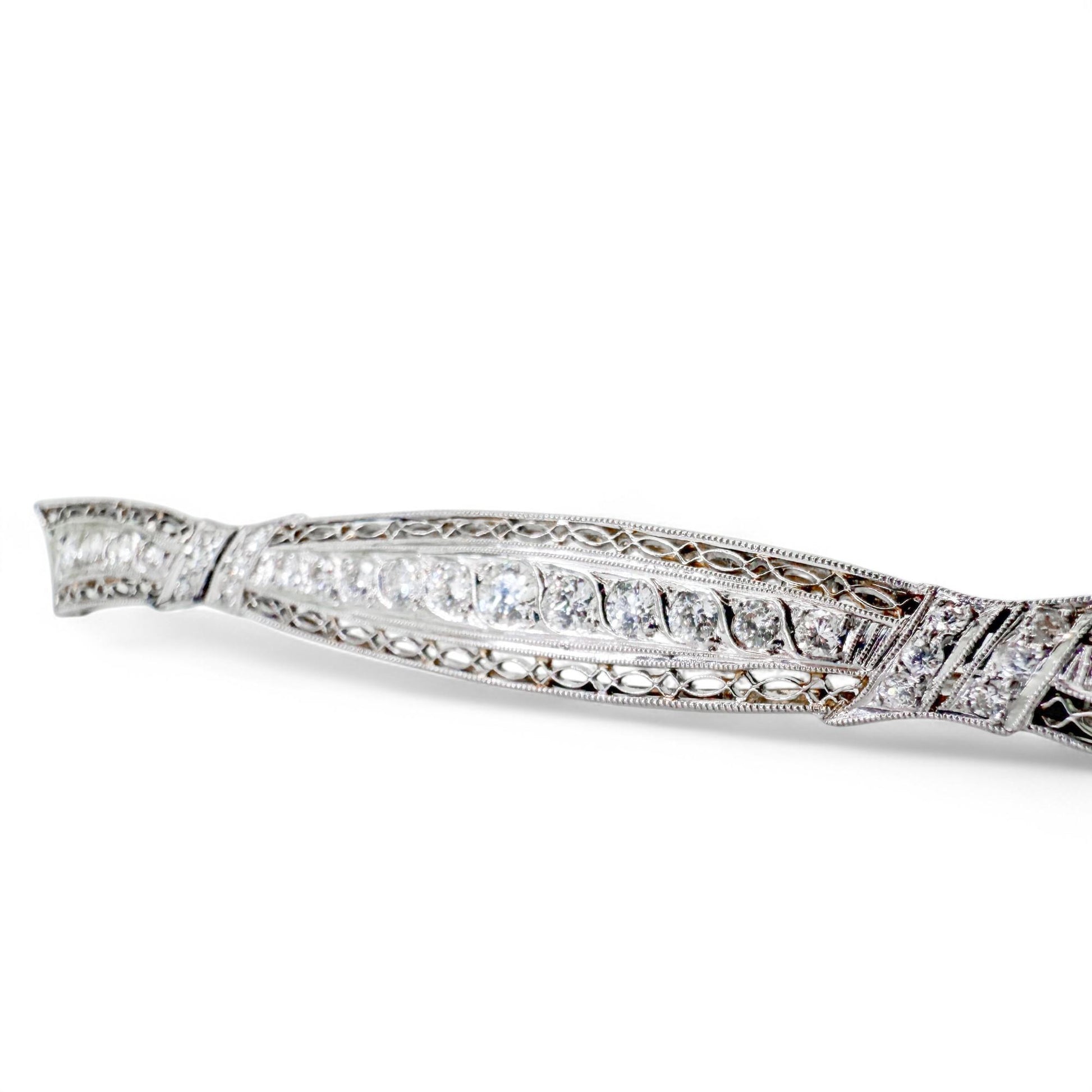 1.50 cttw White Diamond Old European Cut Platinm Brooch 6.53g