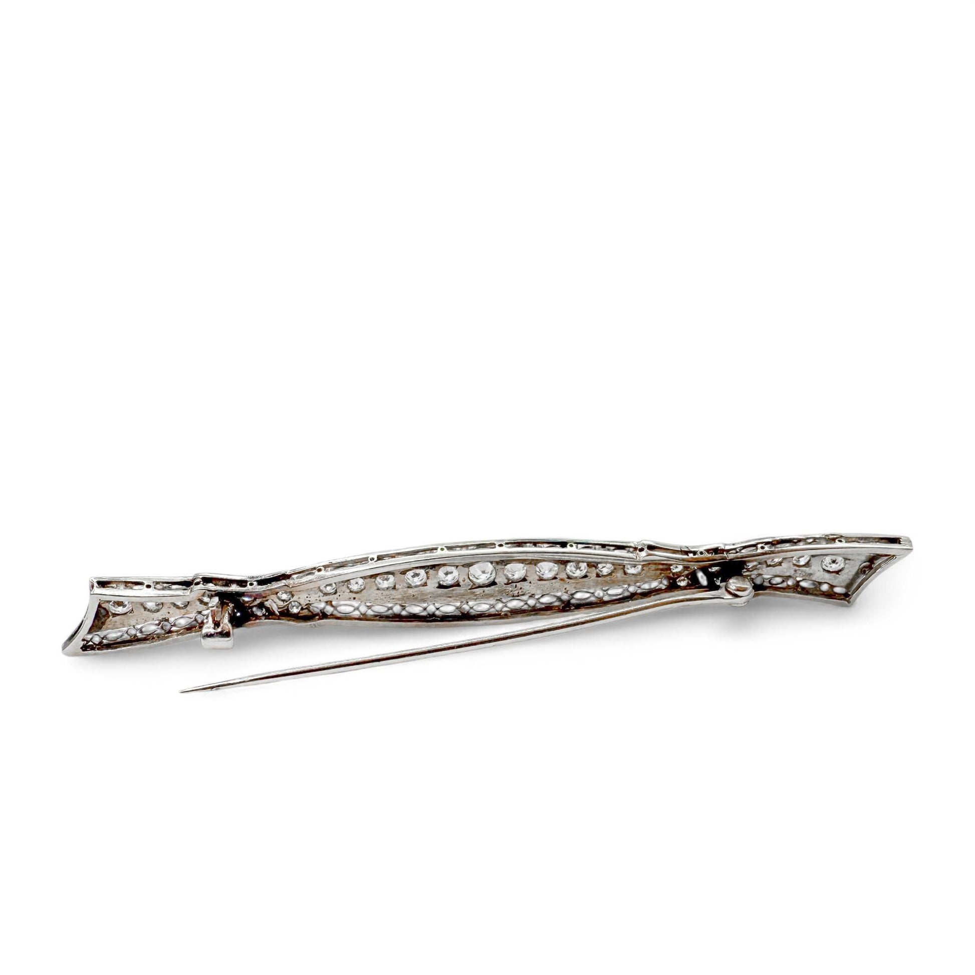 1.50 cttw White Diamond Old European Cut Platinm Brooch 6.53g