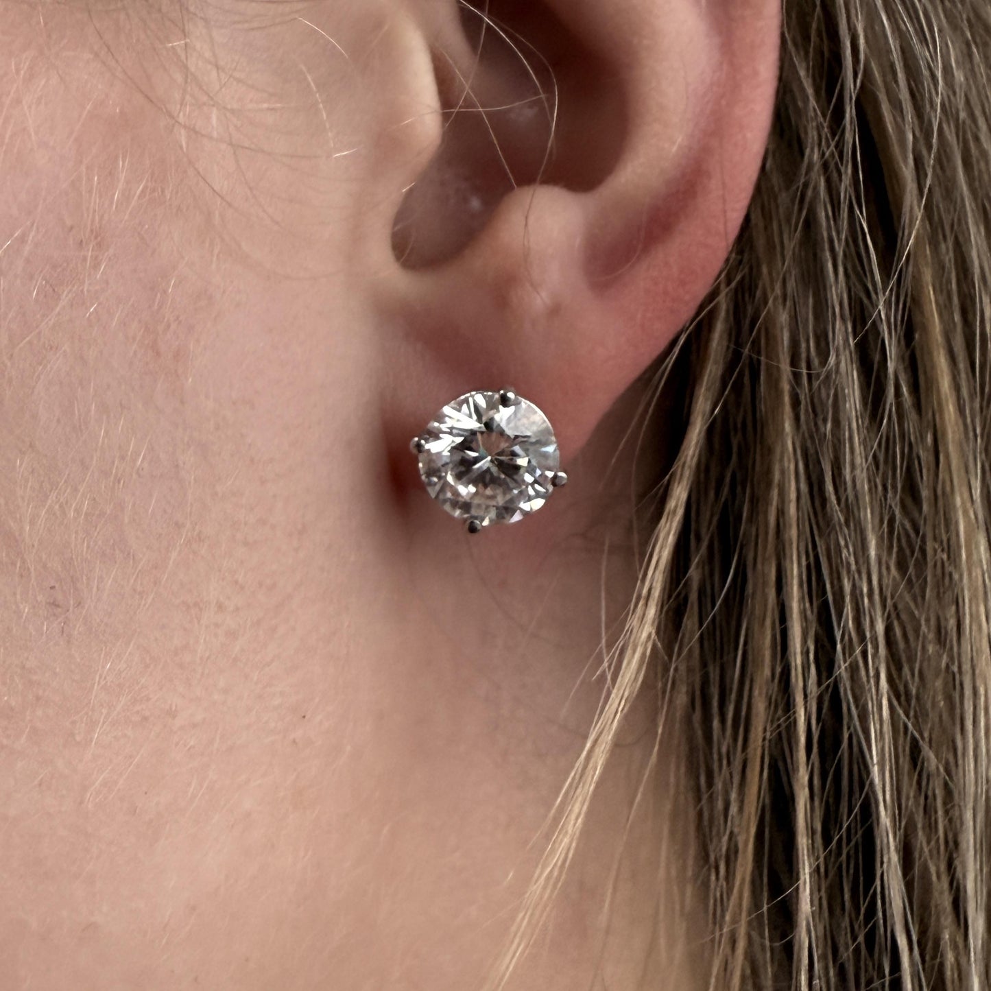 6.09cttw. Lab-grown White Diamond Studs in 14k White Gold IGI Certified
