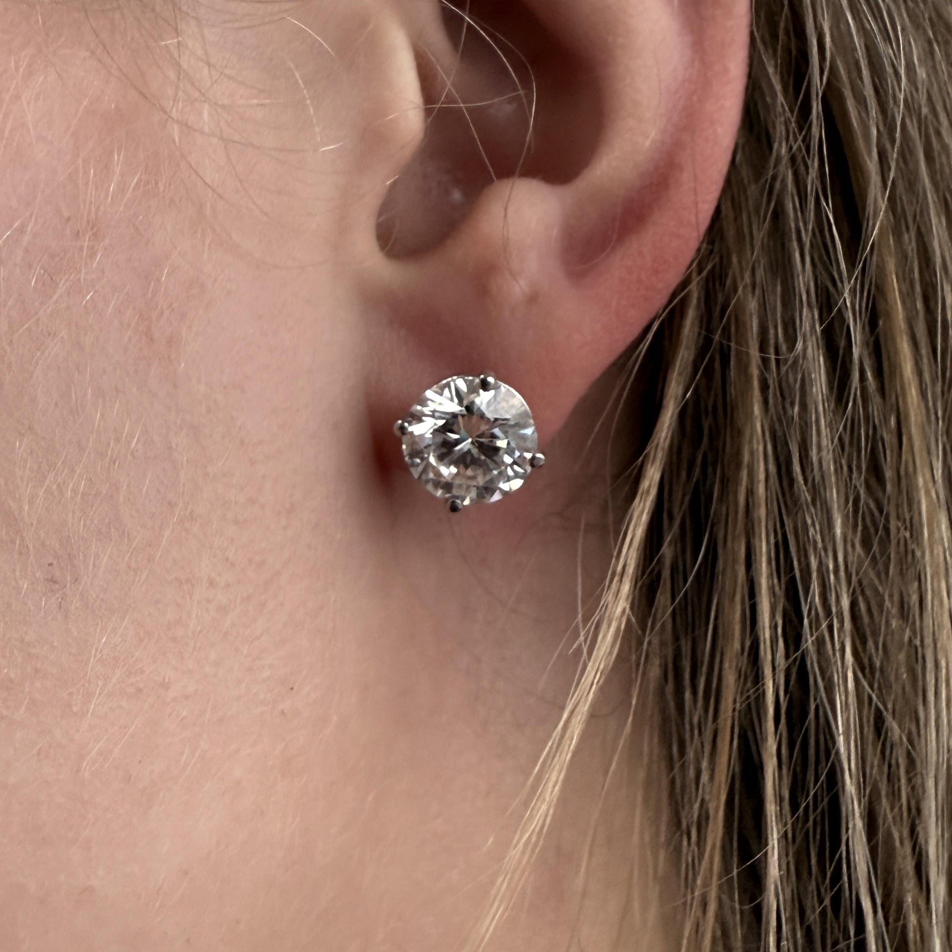6.09cttw. Lab-grown White Diamond Studs in 14k White Gold IGI Certified