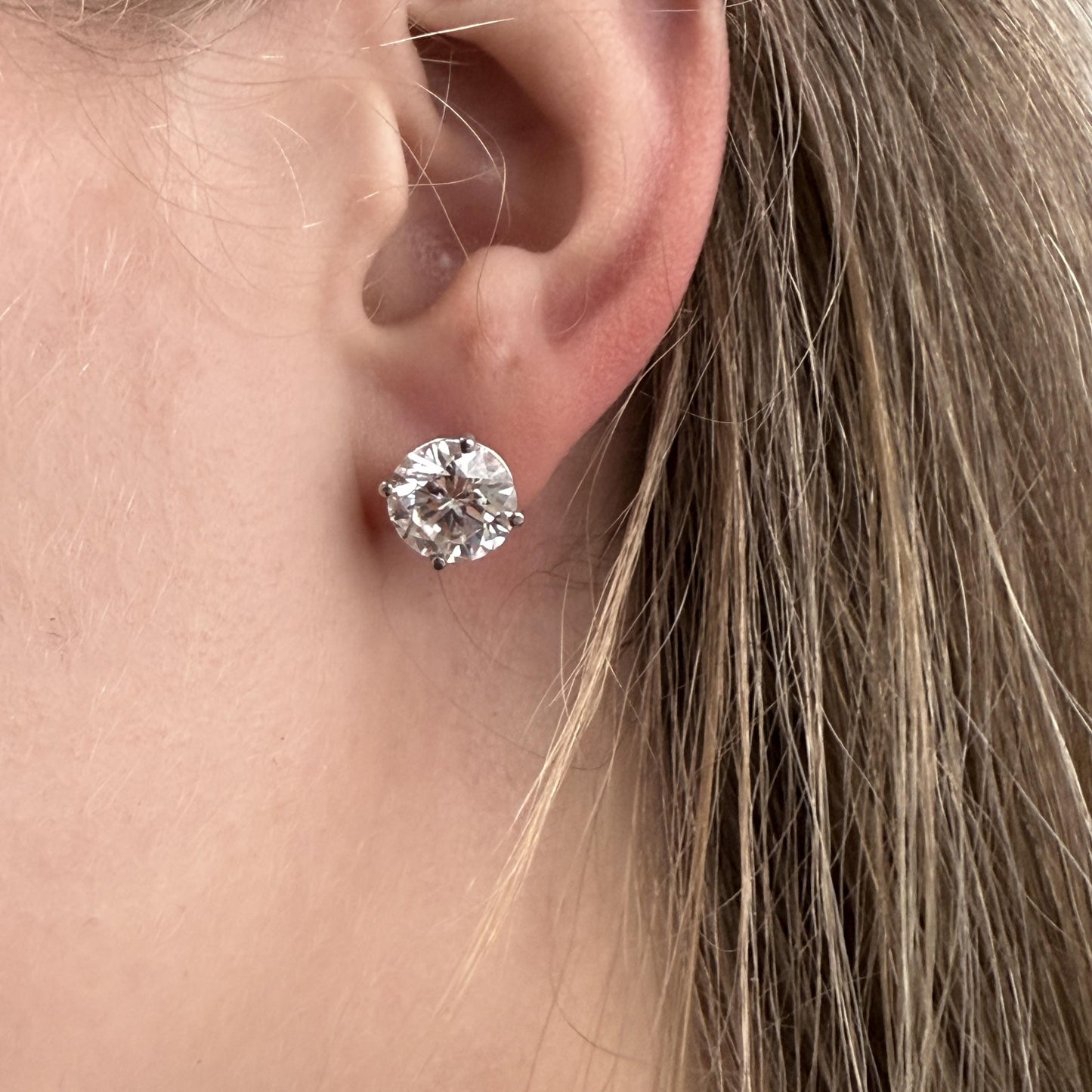 6.09cttw. Lab-grown White Diamond Studs in 14k White Gold IGI Certified