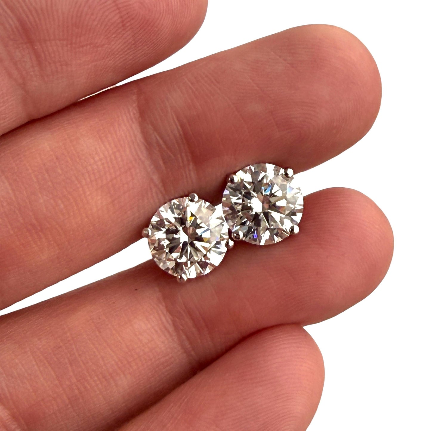 6.09cttw. Lab-grown White Diamond Studs in 14k White Gold IGI Certified