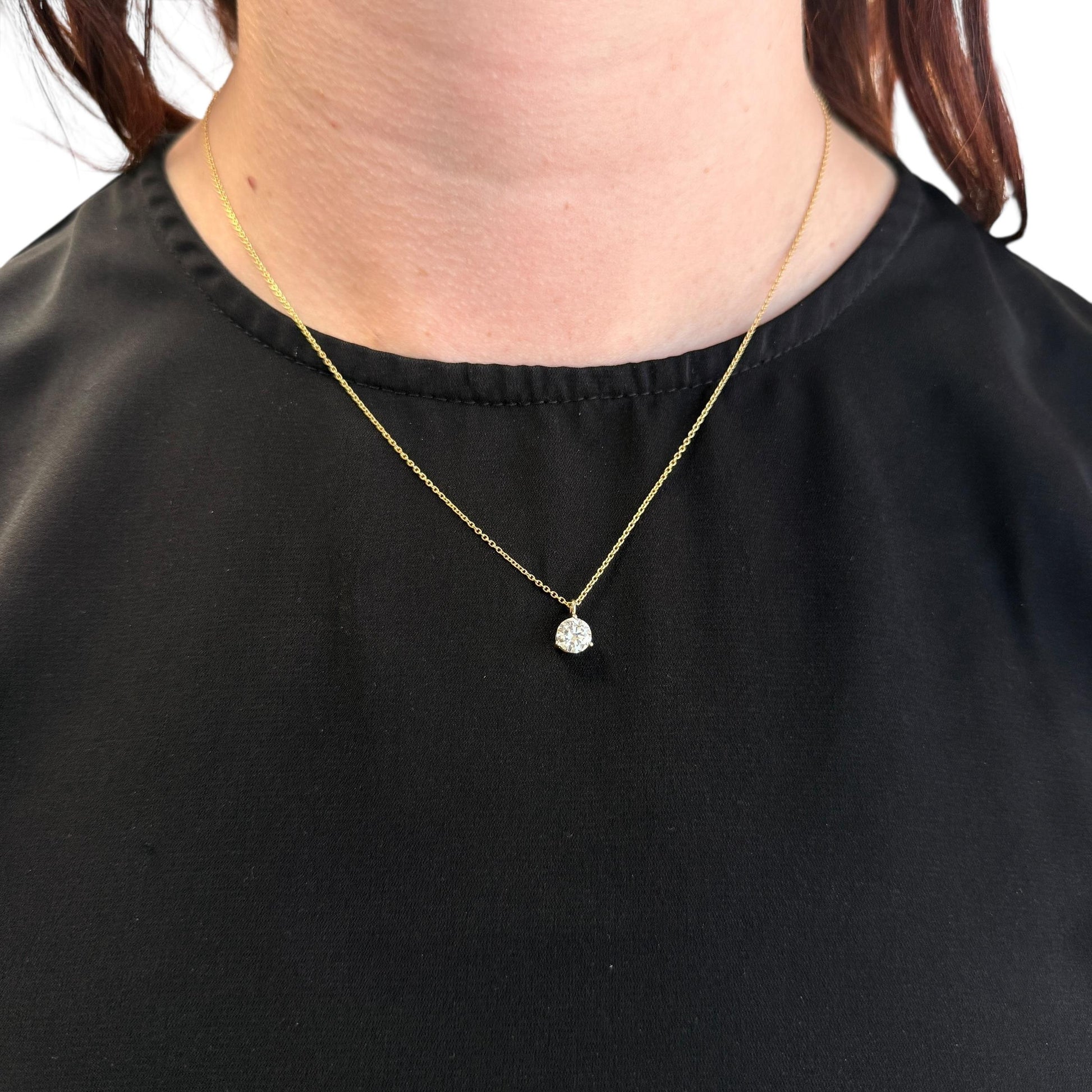 0.85ct. White Diamond Solitarie Pendant Necklace in 14k Yellow Gold 2.44g.
