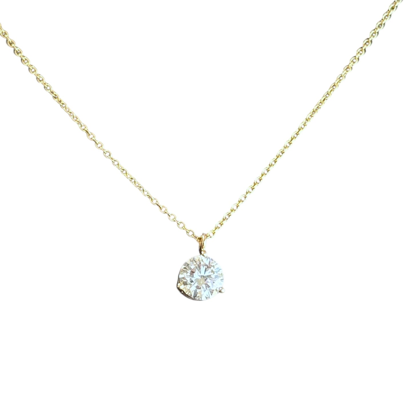 0.85ct. White Diamond Solitarie Pendant Necklace in 14k Yellow Gold 2.44g.