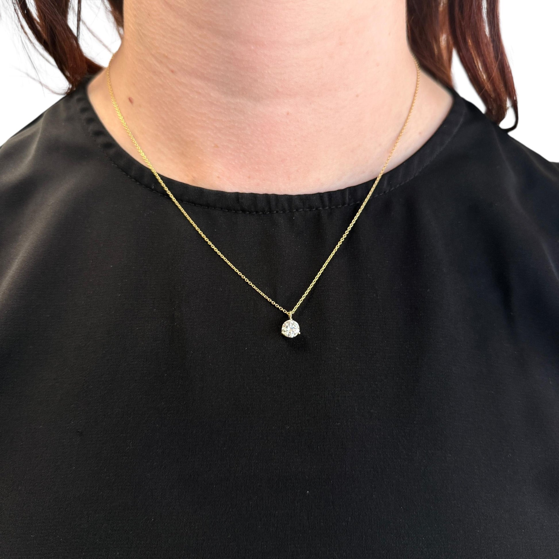 0.85ct. White Diamond Solitarie Pendant Necklace in 14k Yellow Gold 2.44g.