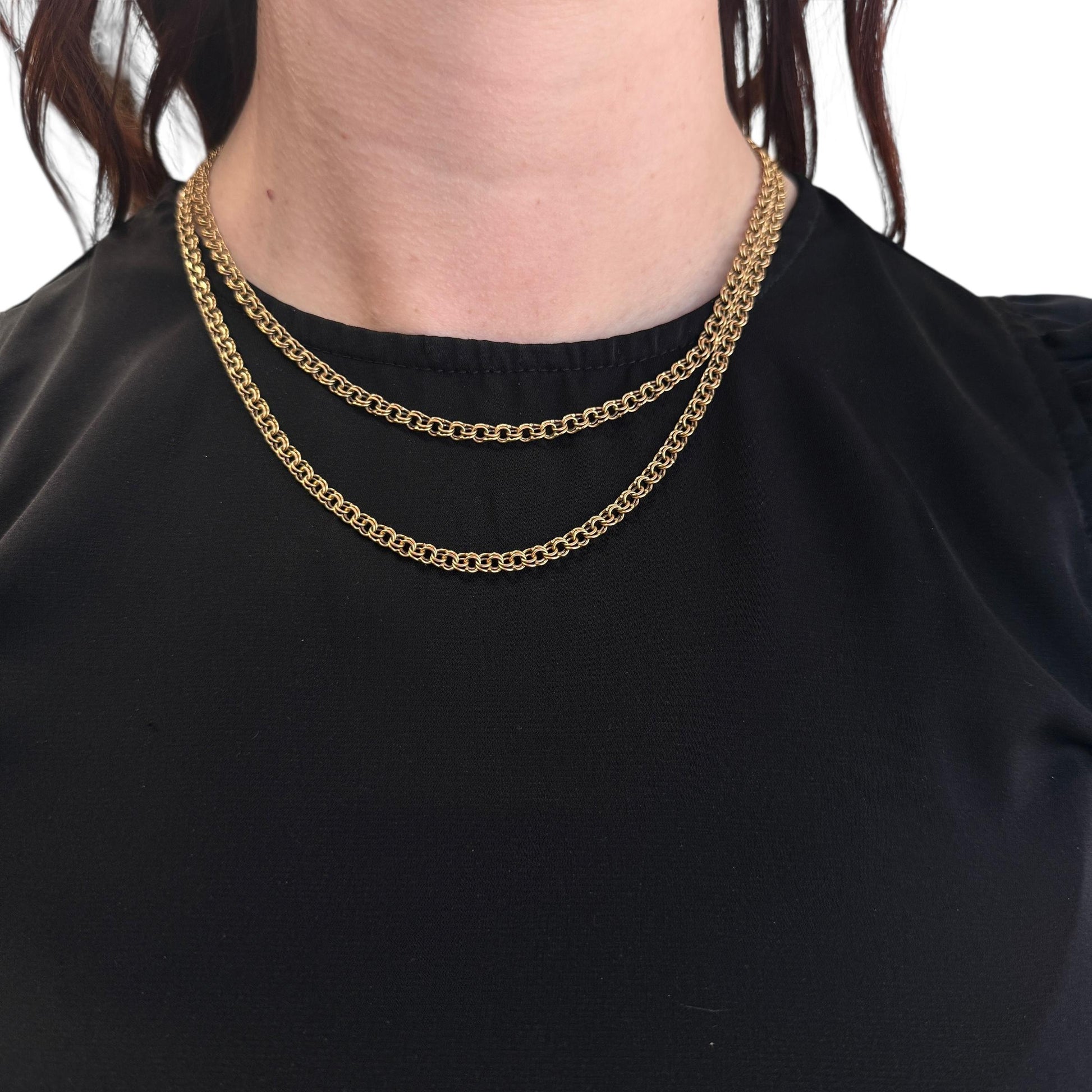 14k Two Row Link Chain Necklace 28.48g. 18"