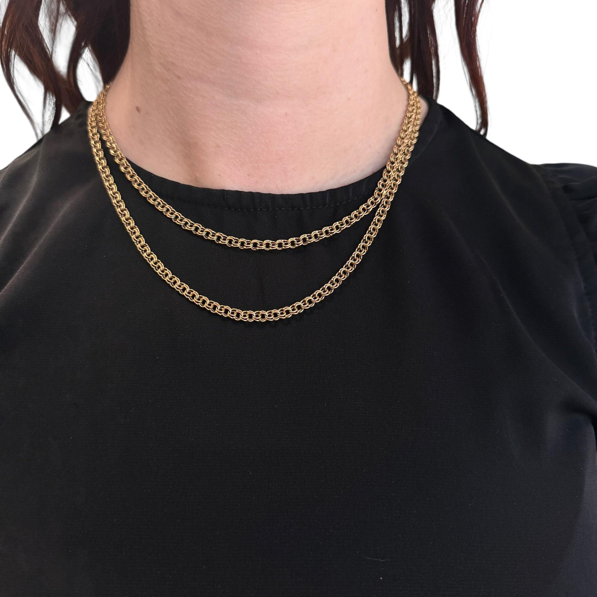 14k Two Row Link Chain Necklace 28.48g. 18"