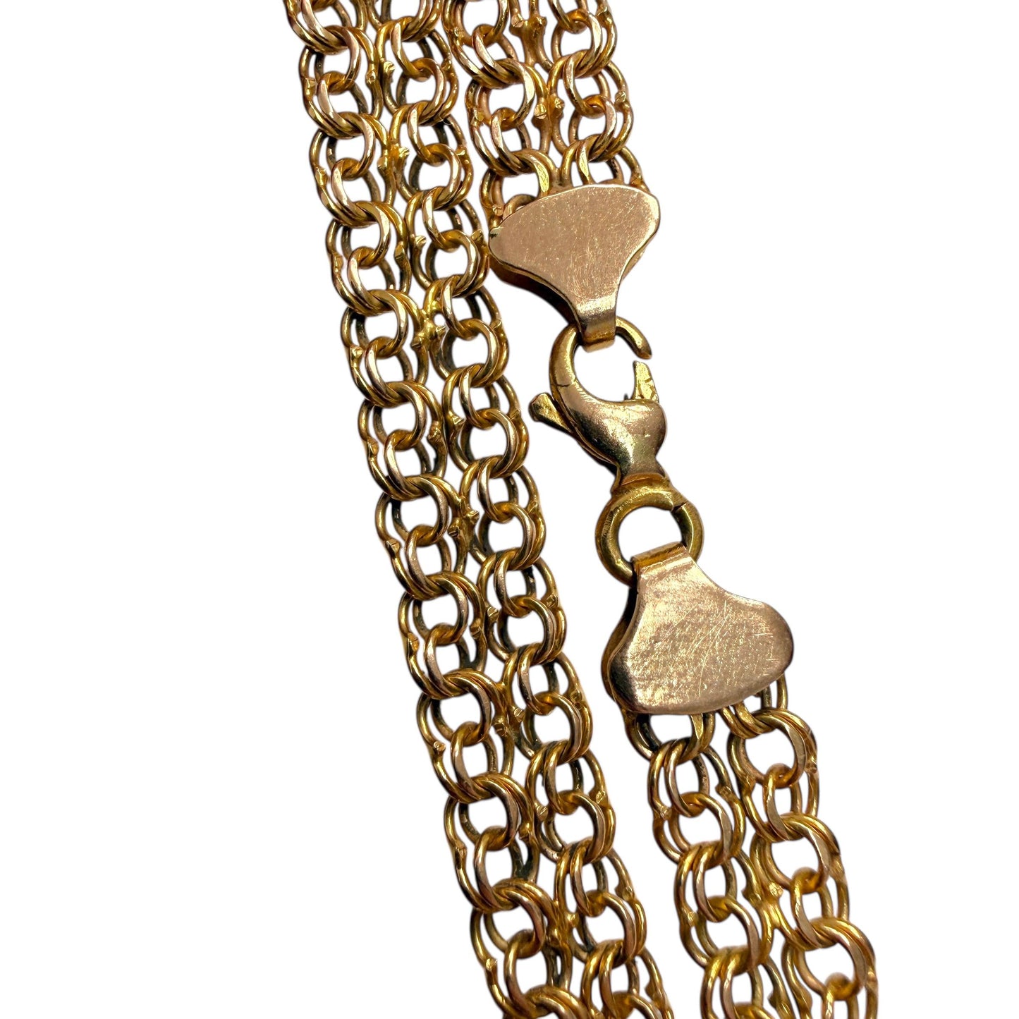 14k Two Row Link Chain Necklace 28.48g. 18"