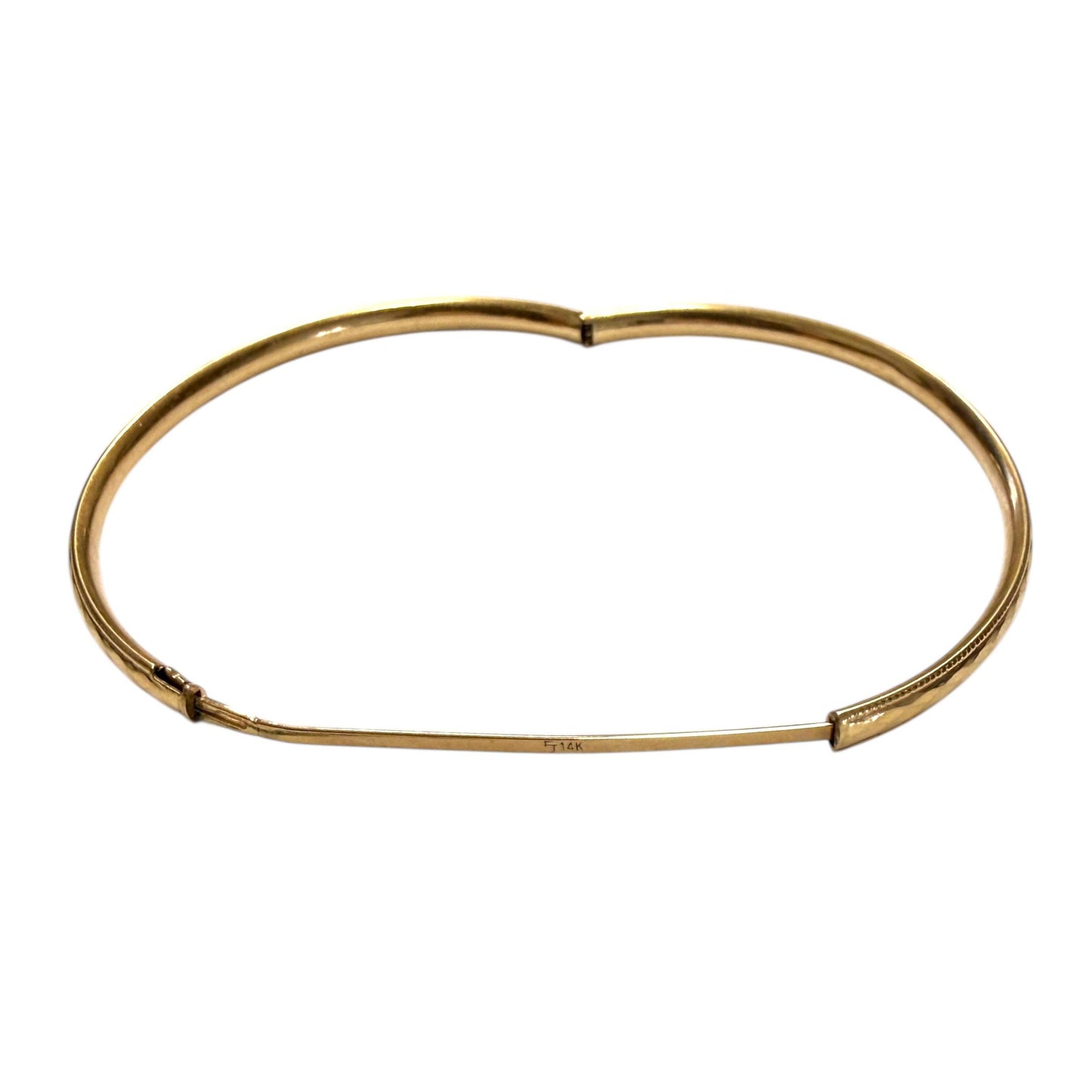 14k Yellow Gold Hammered Bangle 5.20g. 7"
