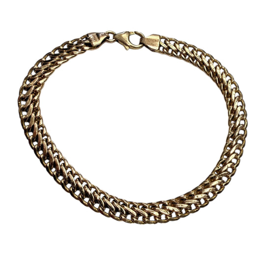 14k Yellow Gold Double Crub Link Bracelet 5.18g. 7"