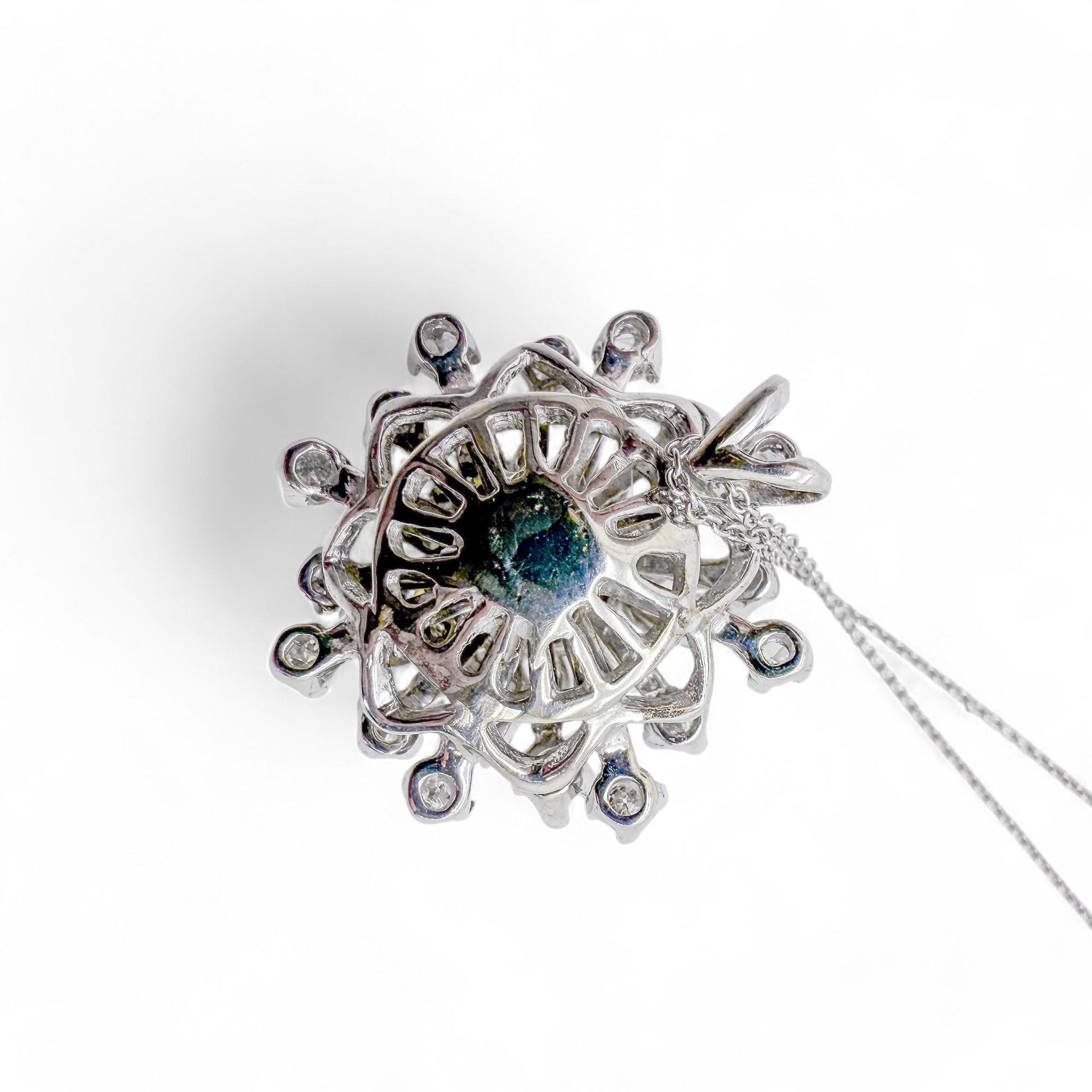 1.45 cttw. White Diamond Floral Pendant Necklace in 14k White Gold