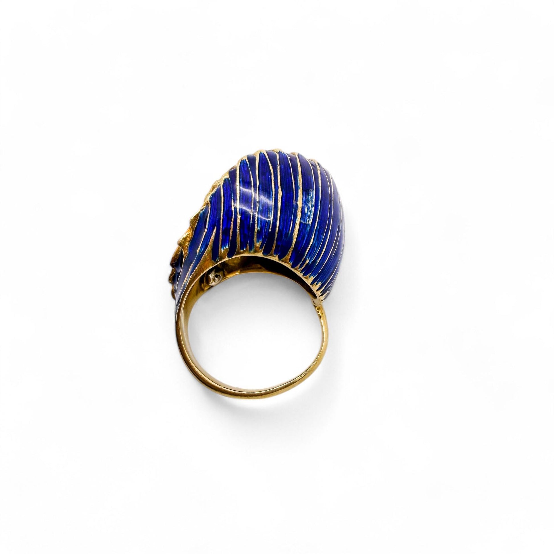 Vintage 18k Yellow Gold Enamel  & White Diamond Tiger Ring 5.75US