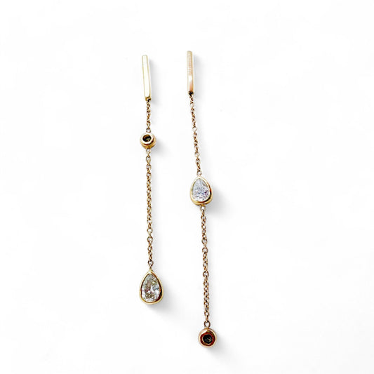 0.25 cttw. White Diamond Drop Chain Earrings in 14K Yellow Gold 1.56g