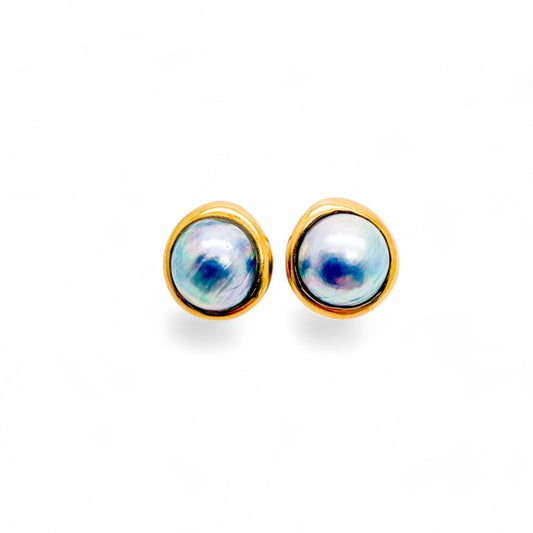 Vintage Tiffany&Co Mabe Pearl Earring in 18k Yellow Gold