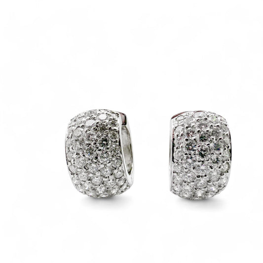 2.65 cttw. White Diamond Huggie Hoop Earrings in 14k White Gold 10.53g.