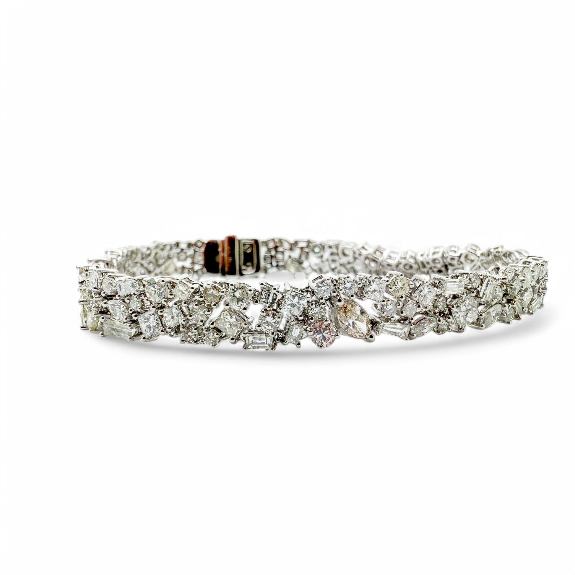 9.19 cttw. White Diamond Mixed Fancy Shape Bracelet in 14k White Gold 15.91g