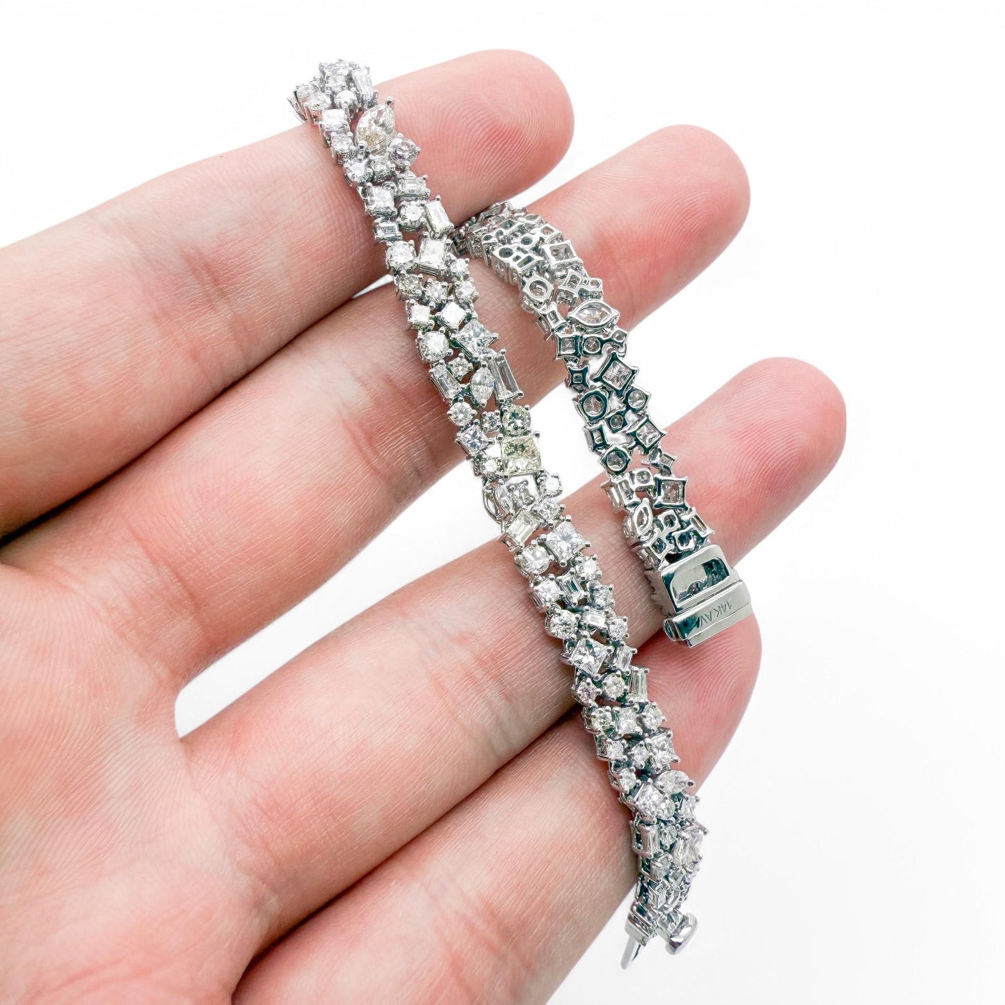 9.19 cttw. White Diamond Mixed Fancy Shape Bracelet in 14k White Gold 15.91g