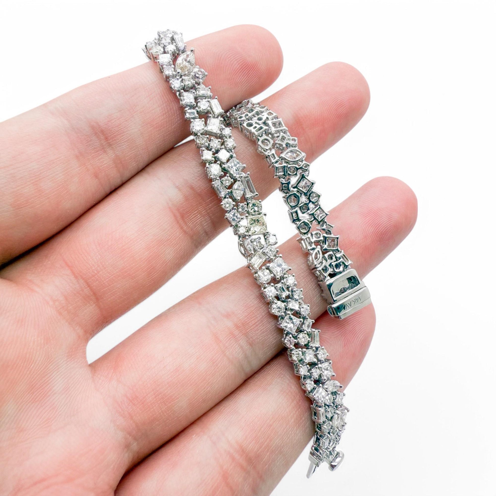 9.19 cttw. White Diamond Mixed Fancy Shape Bracelet in 14k White Gold 15.91g