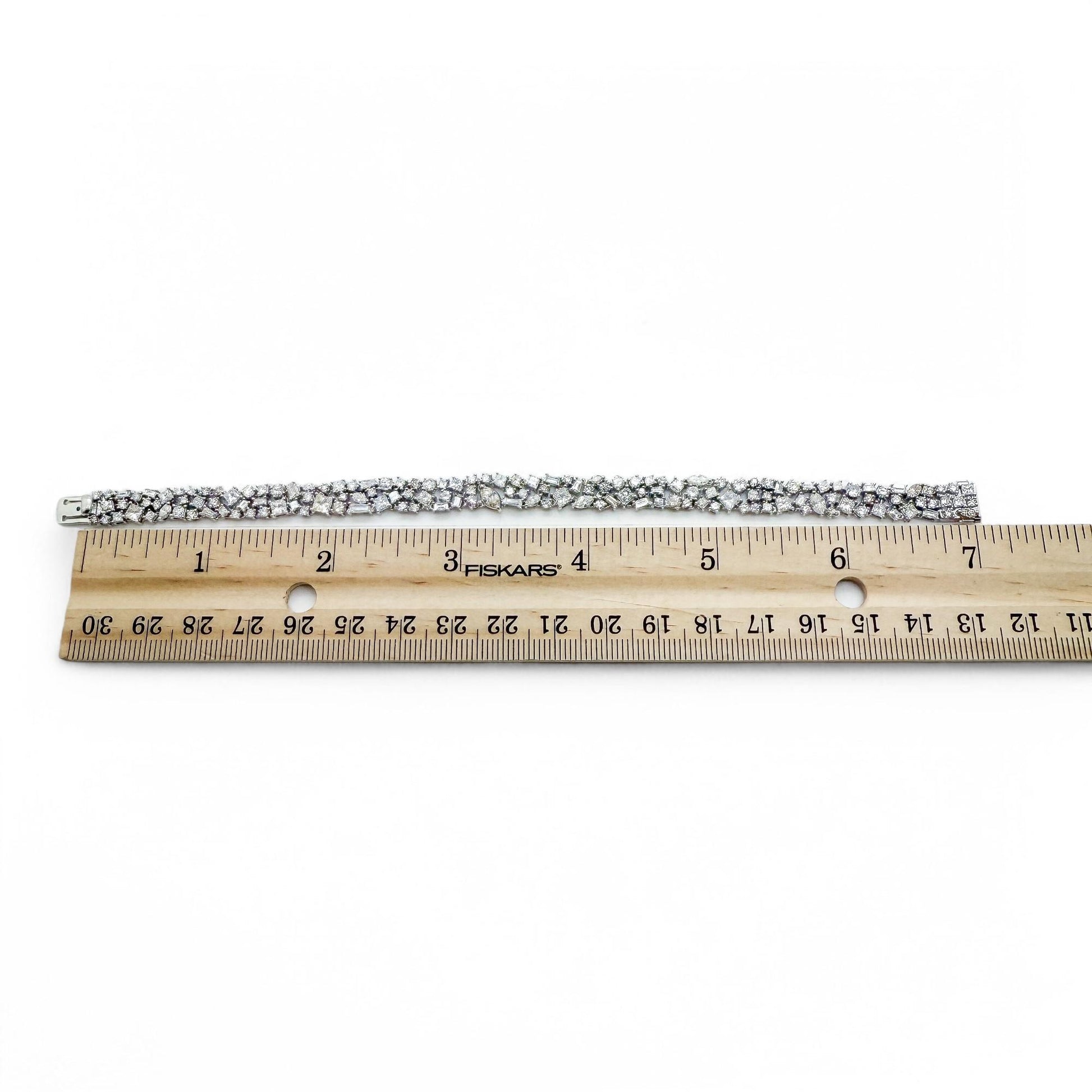 9.19 cttw. White Diamond Mixed Fancy Shape Bracelet in 14k White Gold 15.91g