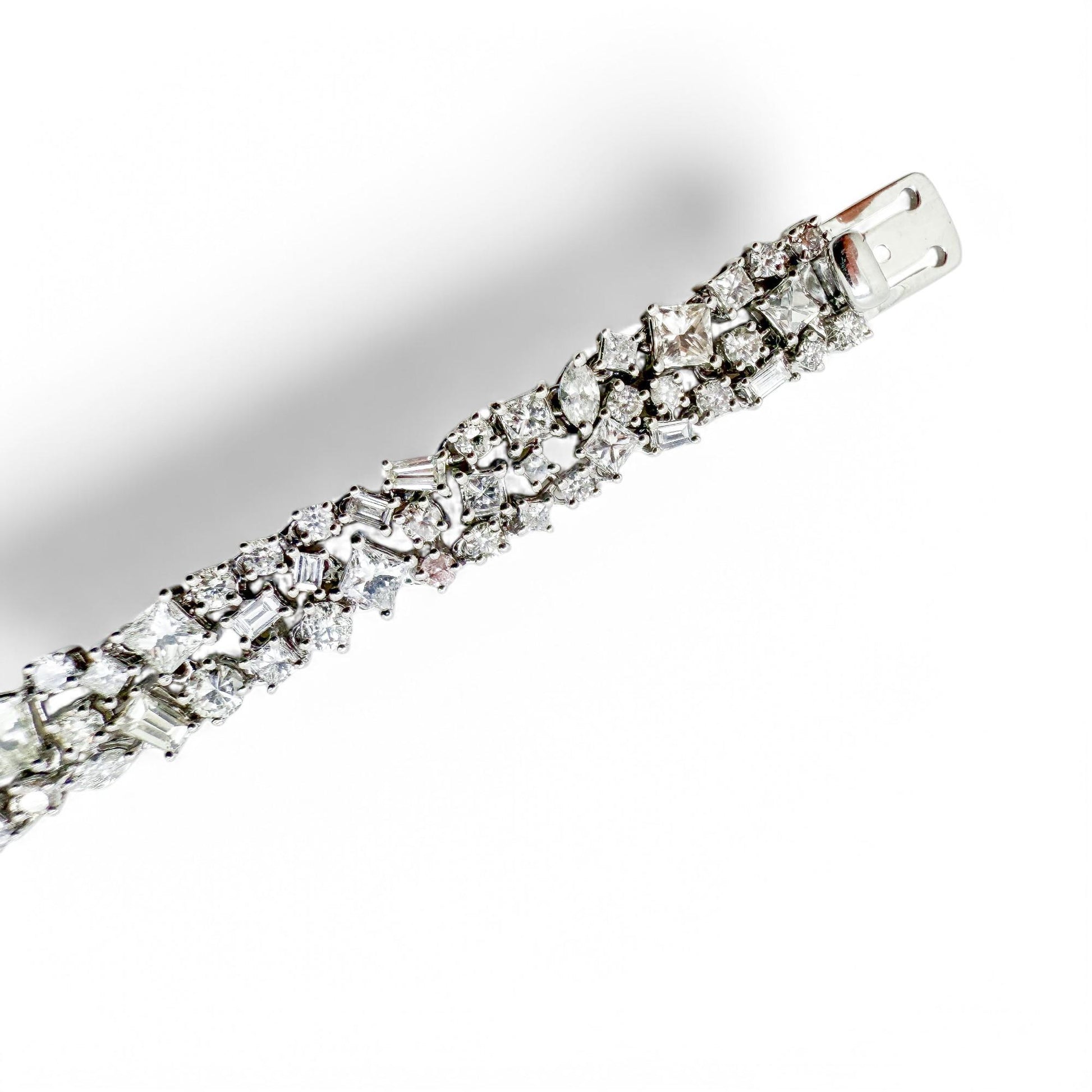 9.19 cttw. White Diamond Mixed Fancy Shape Bracelet in 14k White Gold 15.91g