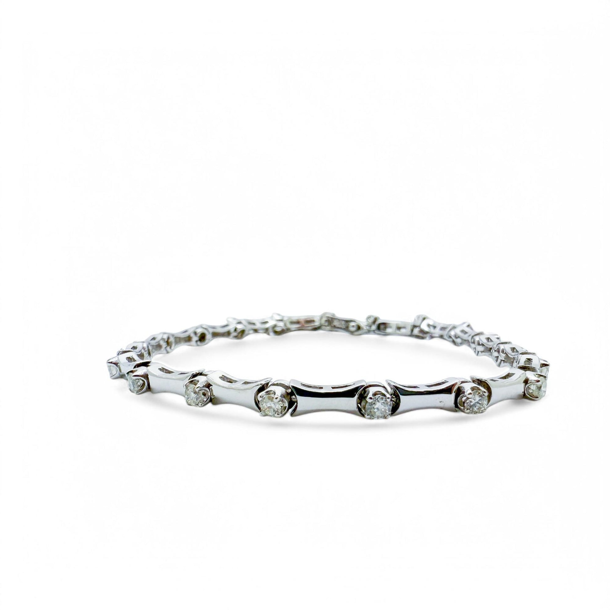 1.14 cttw. White Diamond Stetioned Bracelet in 14k White Gold 7.5" 11.30g.