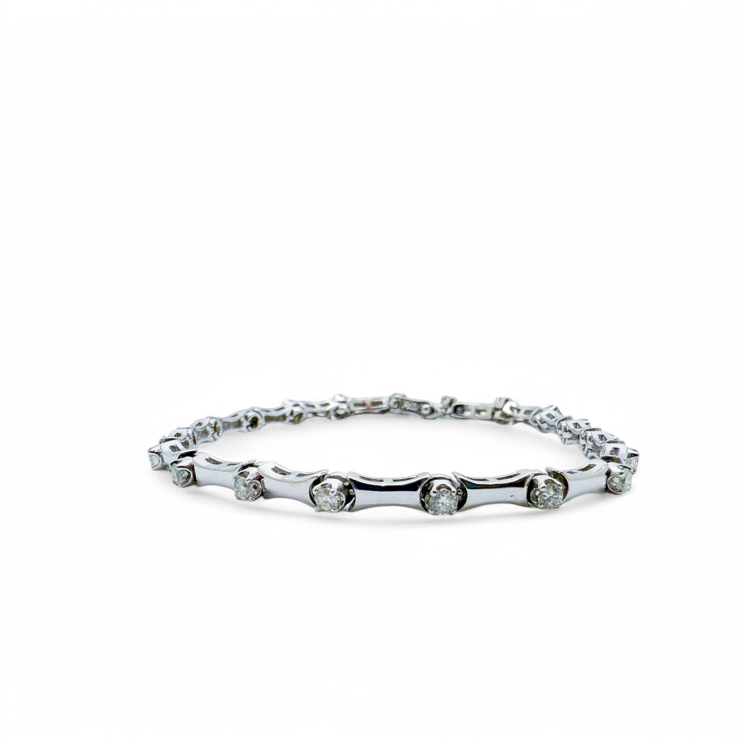 1.14 cttw. White Diamond Stetioned Bracelet in 14k White Gold 7.5" 11.30g.