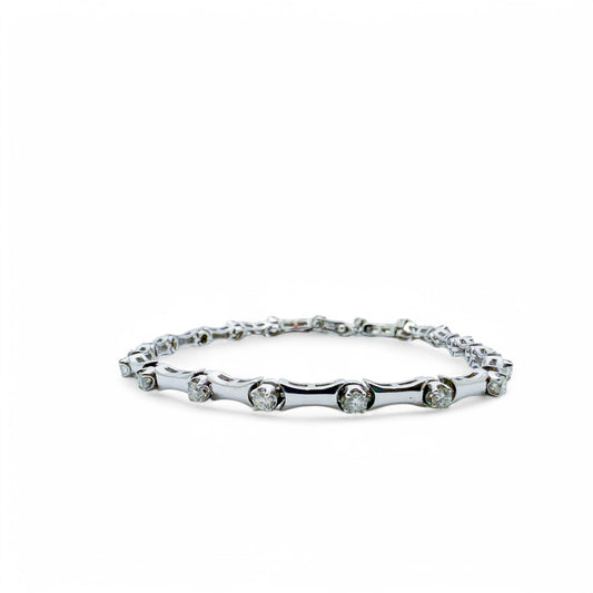 1.14 cttw. White Diamond Stetioned Bracelet in 14k White Gold 7.5" 11.30g.