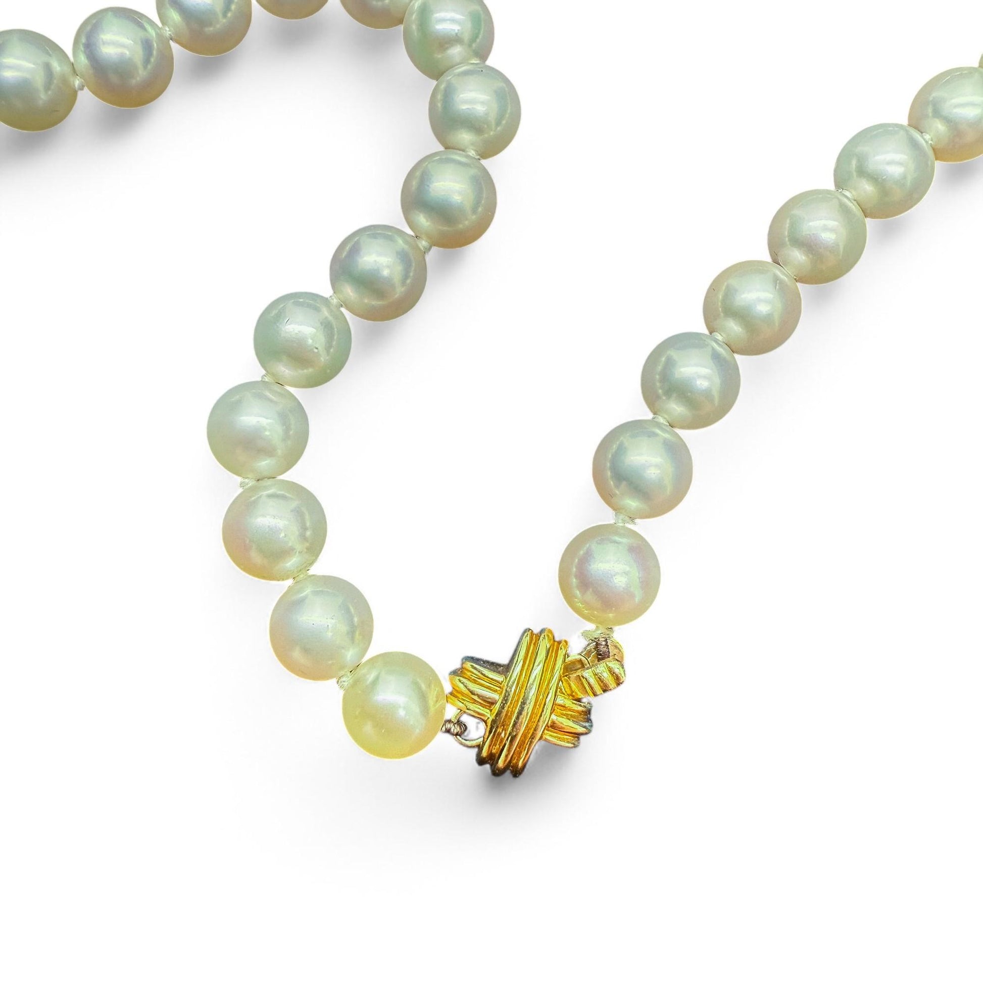 Tiffany & Co. Pearl Necklace with 18k Yellow Gold X Clasp 16" 31.38g