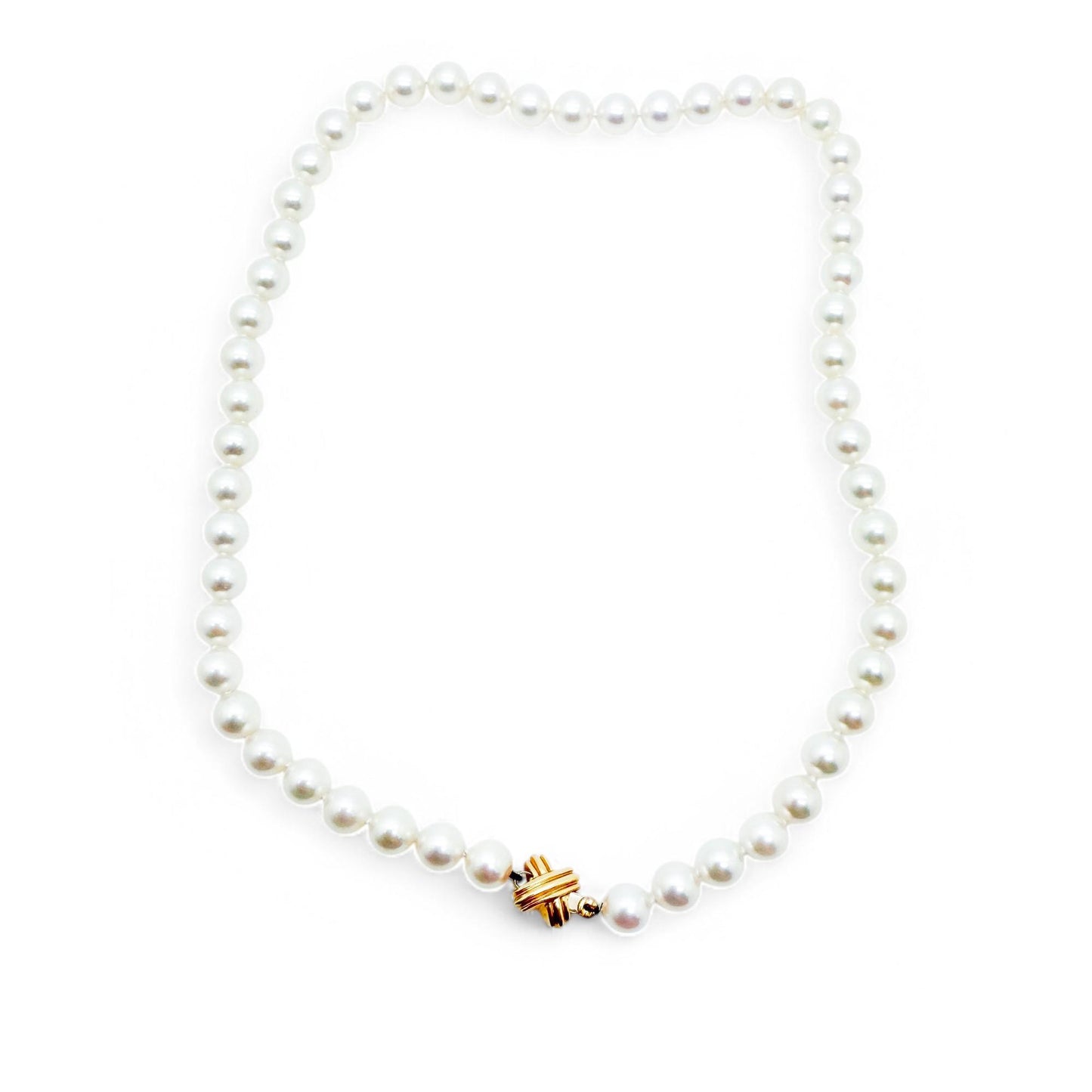 Tiffany & Co. Pearl Necklace with 18k Yellow Gold X Clasp 16" 31.38g