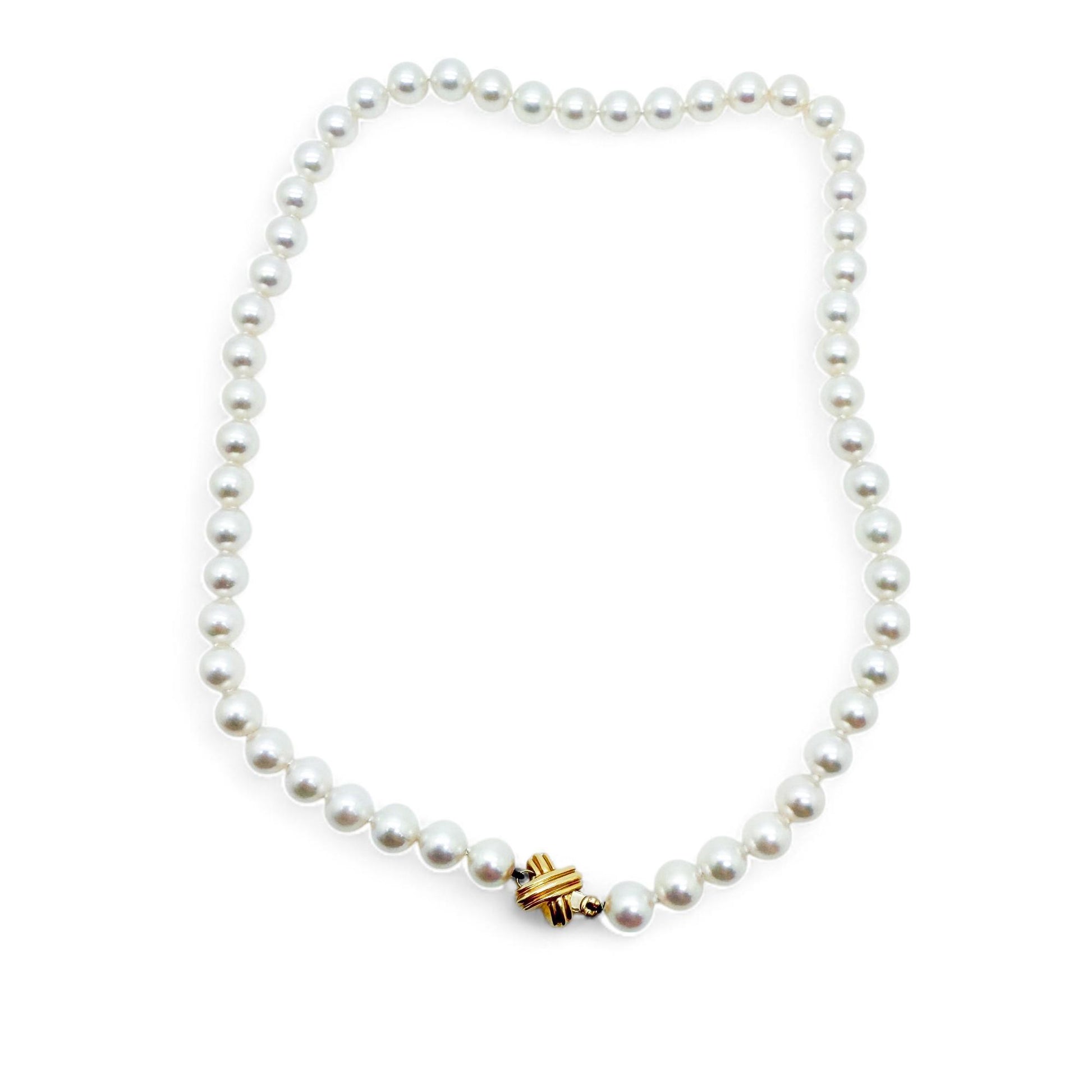 Tiffany & Co. Pearl Necklace with 18k Yellow Gold X Clasp 16" 31.38g