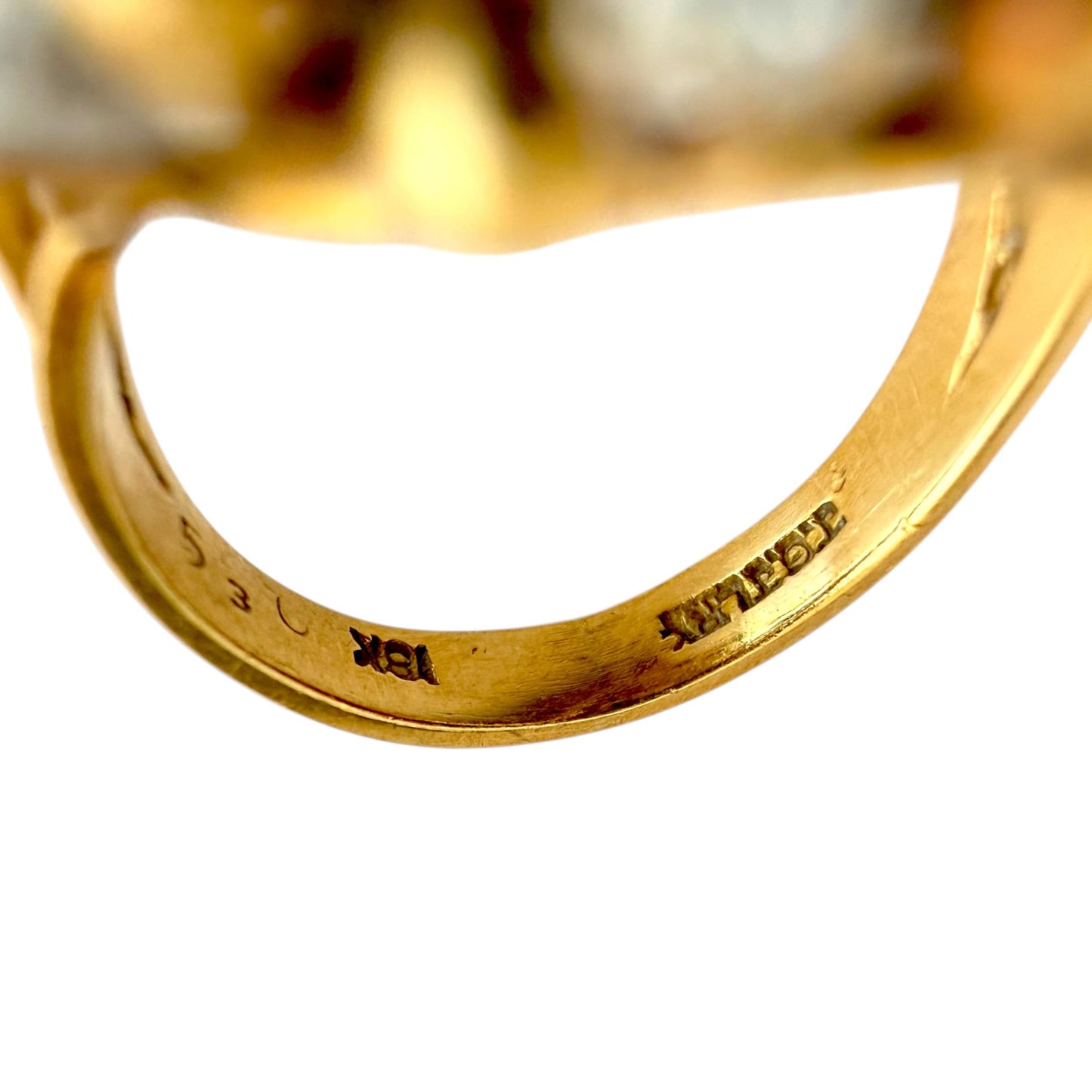 Vintage 18k Yellow Gold Ring with Emeralds and White Diamonds 5.5US 17.13g.