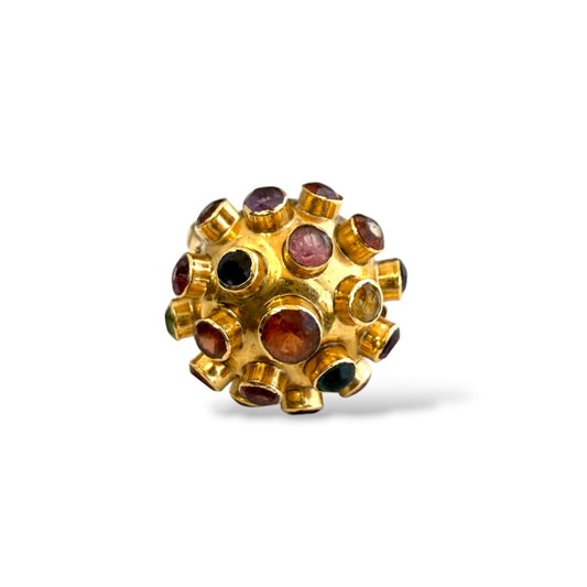 Vintage Multicolor Gemstone Ring in 18k Yellow Gold 6US 3.47g.